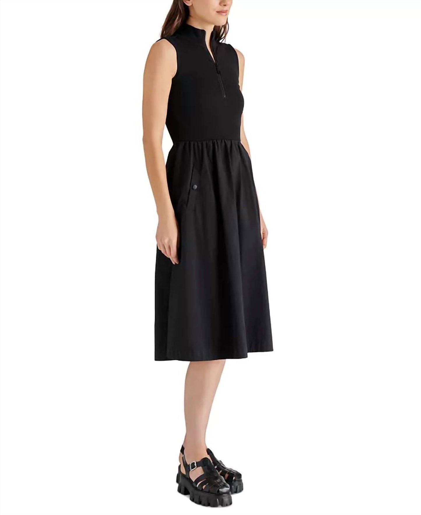 Steve Madden - Berlin Half Zip Sleeveless Midi Dress
