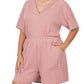 Zenana - Rose V Neck Romper - Plus