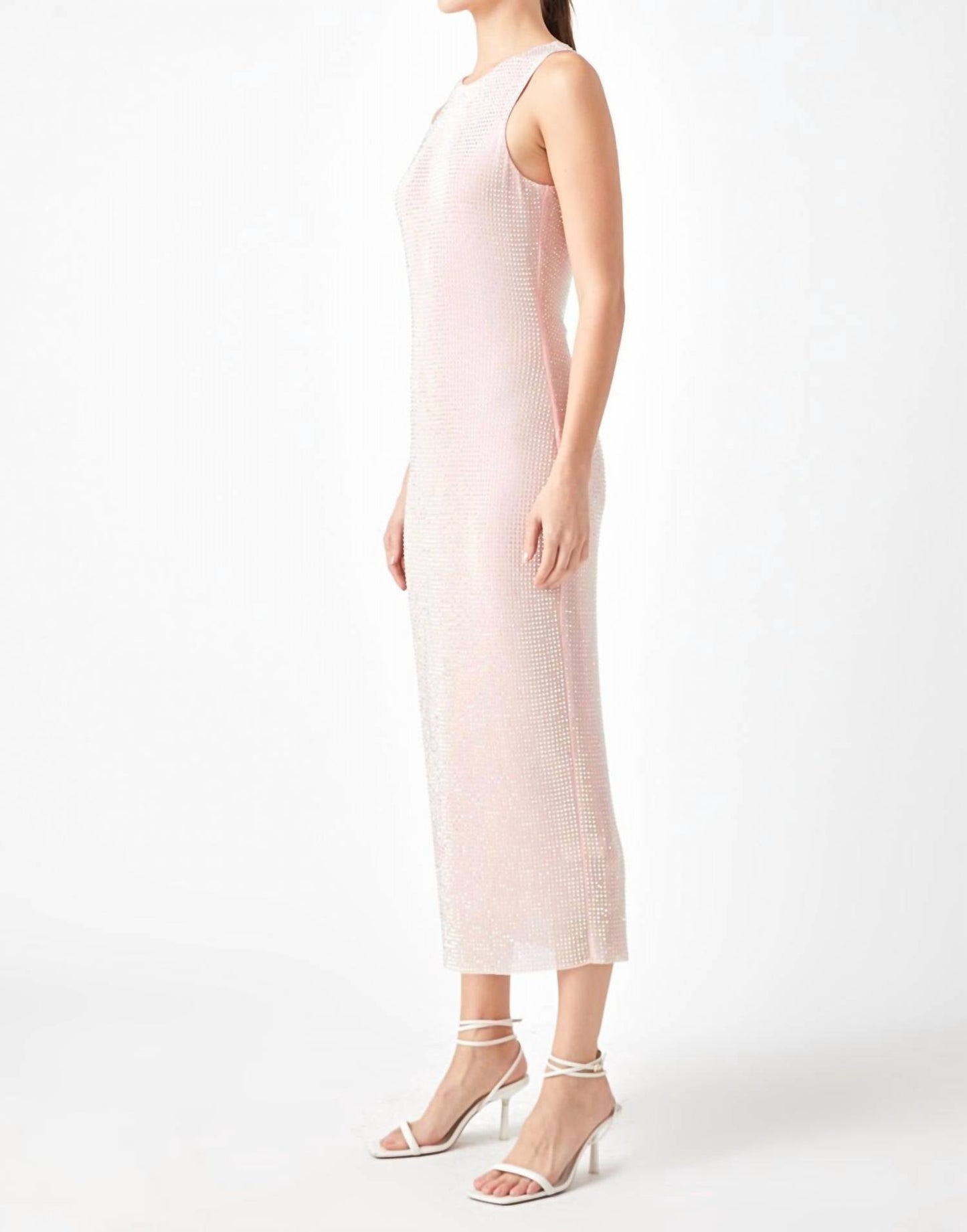 2.7 August Apparel - Rhinestone Mesh Midi Dress