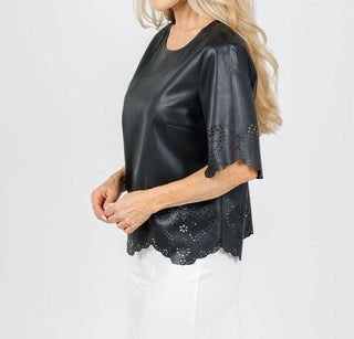 Oui - Women's Vegan Leather Top