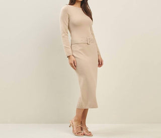Able - Low Waist Belted Sweater Midi Dress