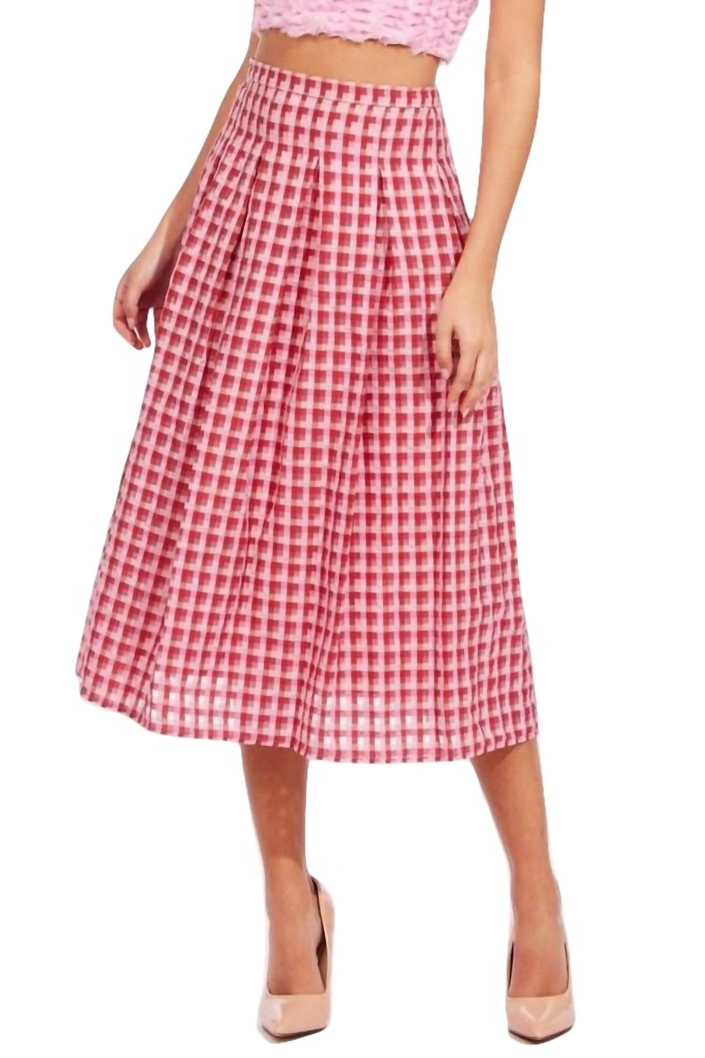 Eva Franco - Textured Plaid Midi Skirt