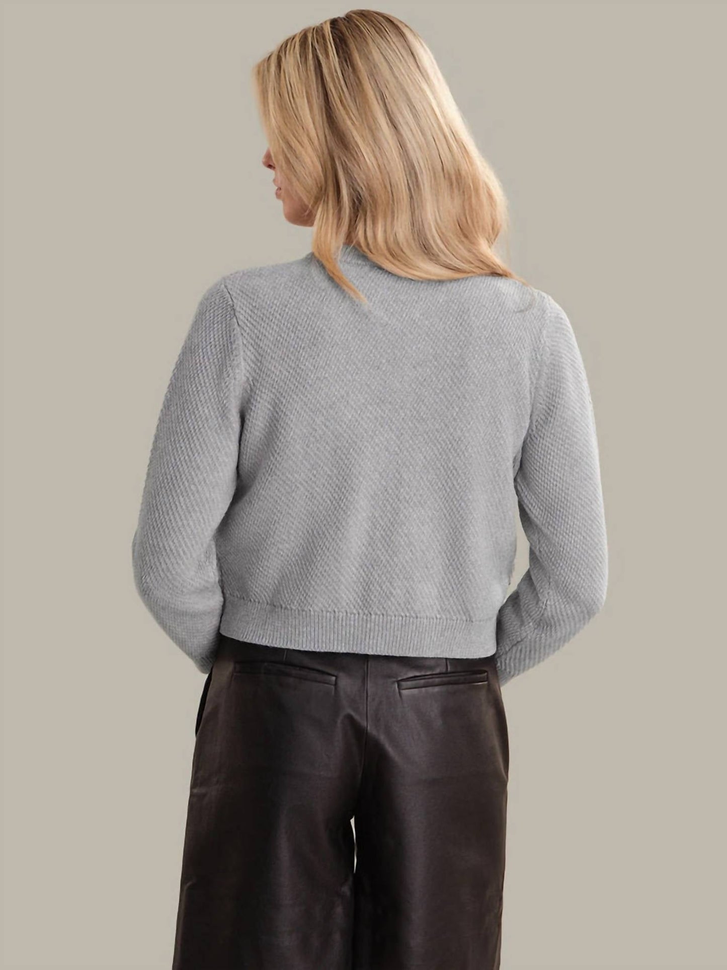 525 America - Lorena Crewneck Textured Sweater Jacket