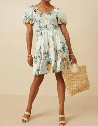 Hayden La - Romantic Floral Smocked Sheen Dress