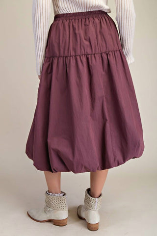 Easel - Balloon Hem Parachute Midi Skirt With Side Pockets