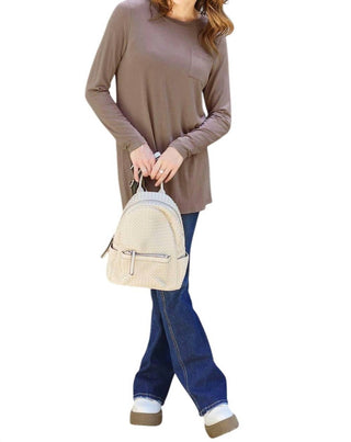 Basic Bae - Blusa de manga comprida luxuosa com bolsos