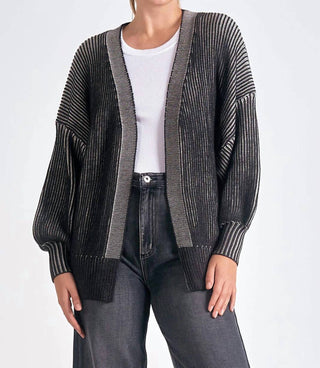 Elan - Cardigan de malha canelada com efeito ombré