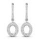 0.32 Carat Genuine White Diamond 14K White Gold Semi Mount Earrings - holds 8x6mm Oval Gemstones
