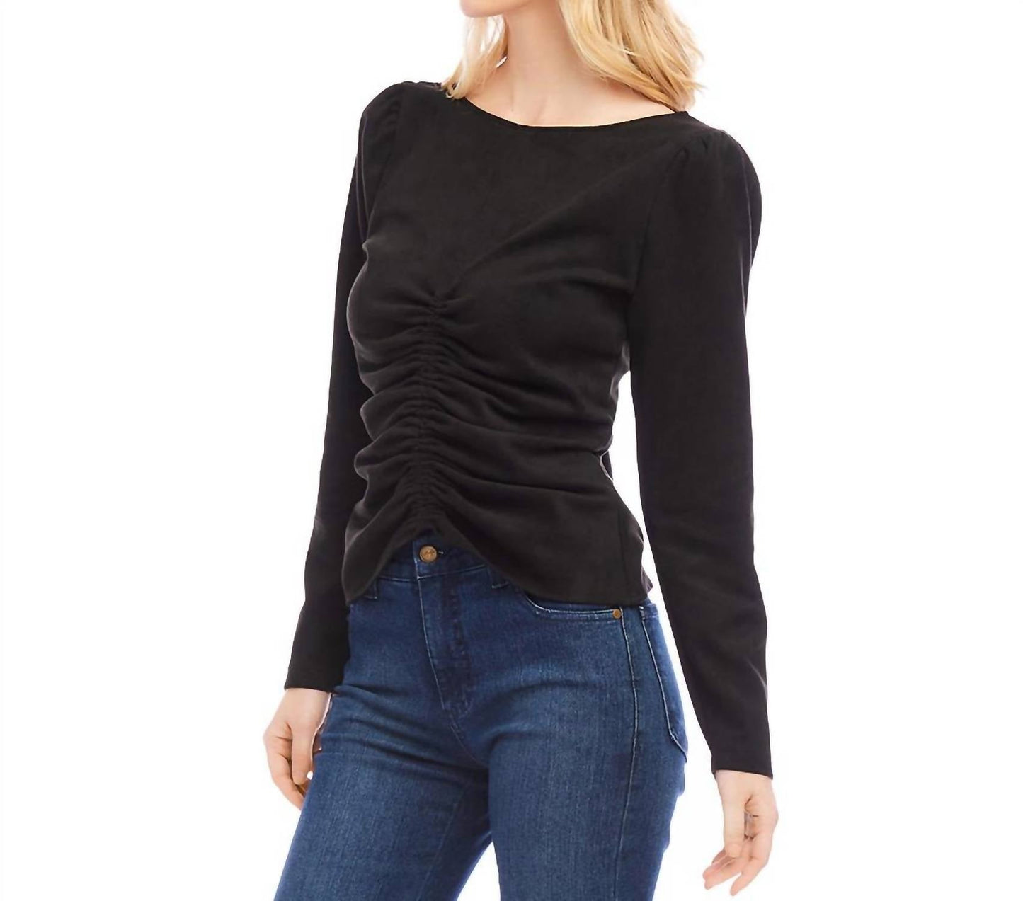 Karen Kane - Faux Suede Shirred Top