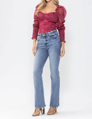 Judy Blue - Calça Jeans Bootcut de Cintura Alta com Dois Botões