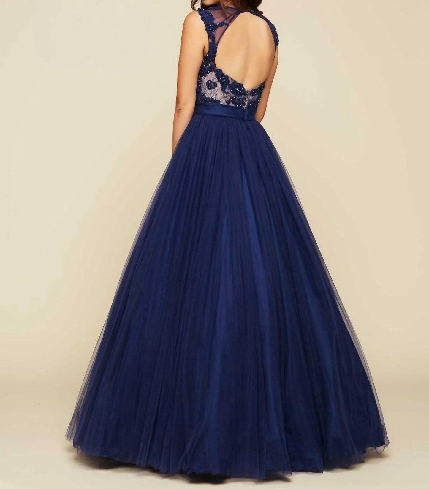 Mac Duggal - Illusion Neck Tulle Ball Gown