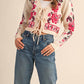 &Merci - Floral Knit Tie-front Sweater Cardigan