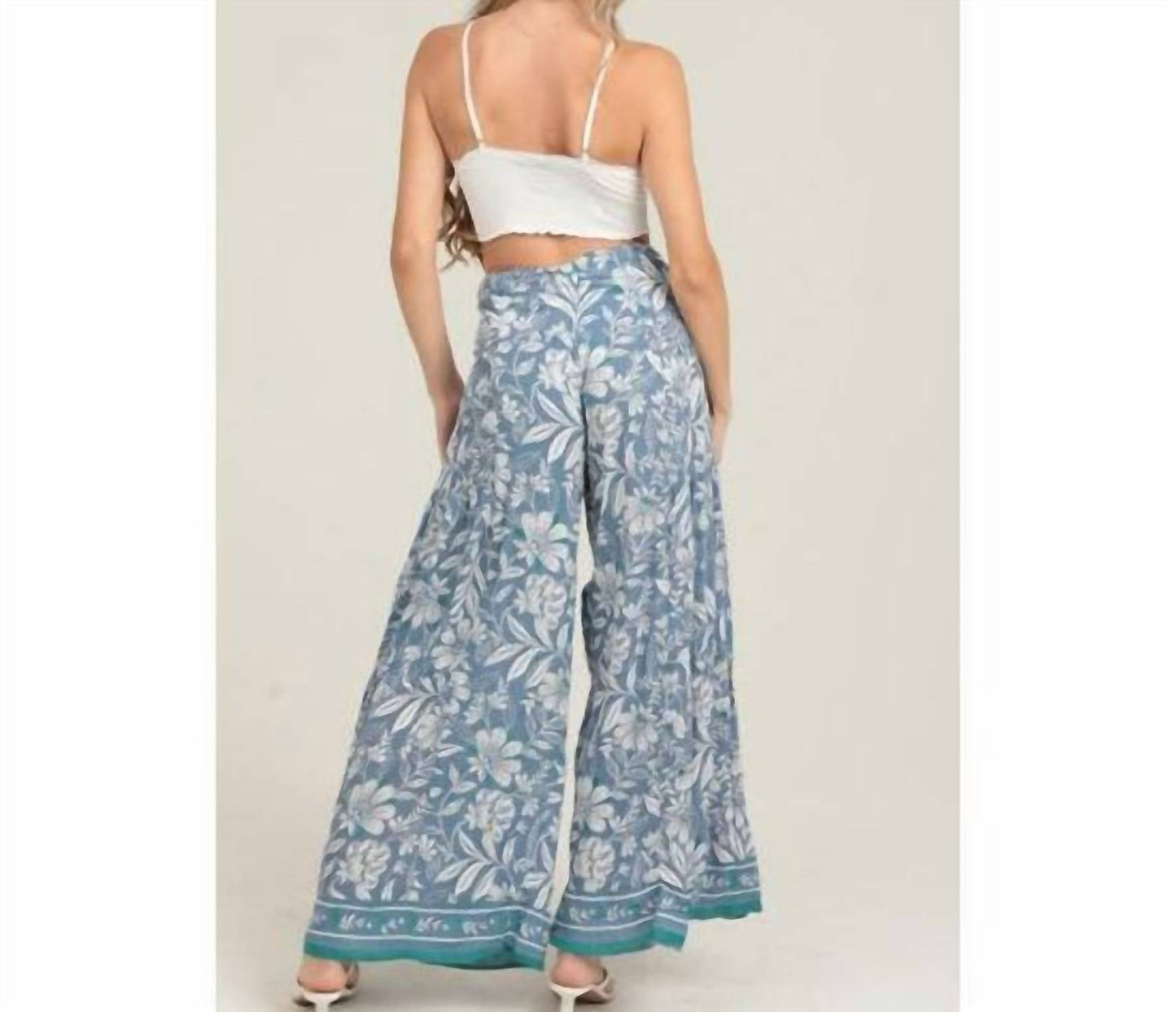 Angie - Boho Tie Waist Wide Leg Pants