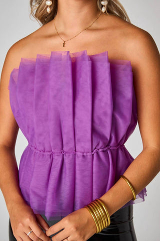 Buddylove - Top curto sem alças de tule plissado Giselle Iris