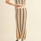 Miou Muse - Striped Pattern Crochet Knitted Long Maxi Skirt