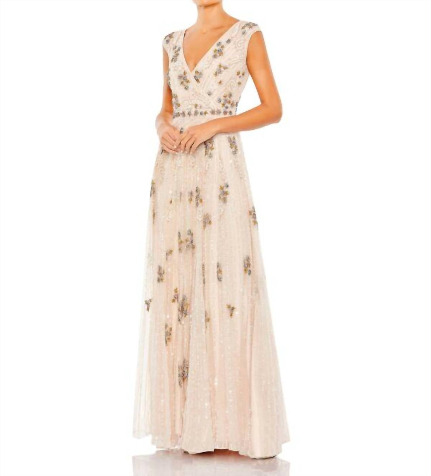 Mac Duggal - Vestido com manga curta e detalhes embelezados