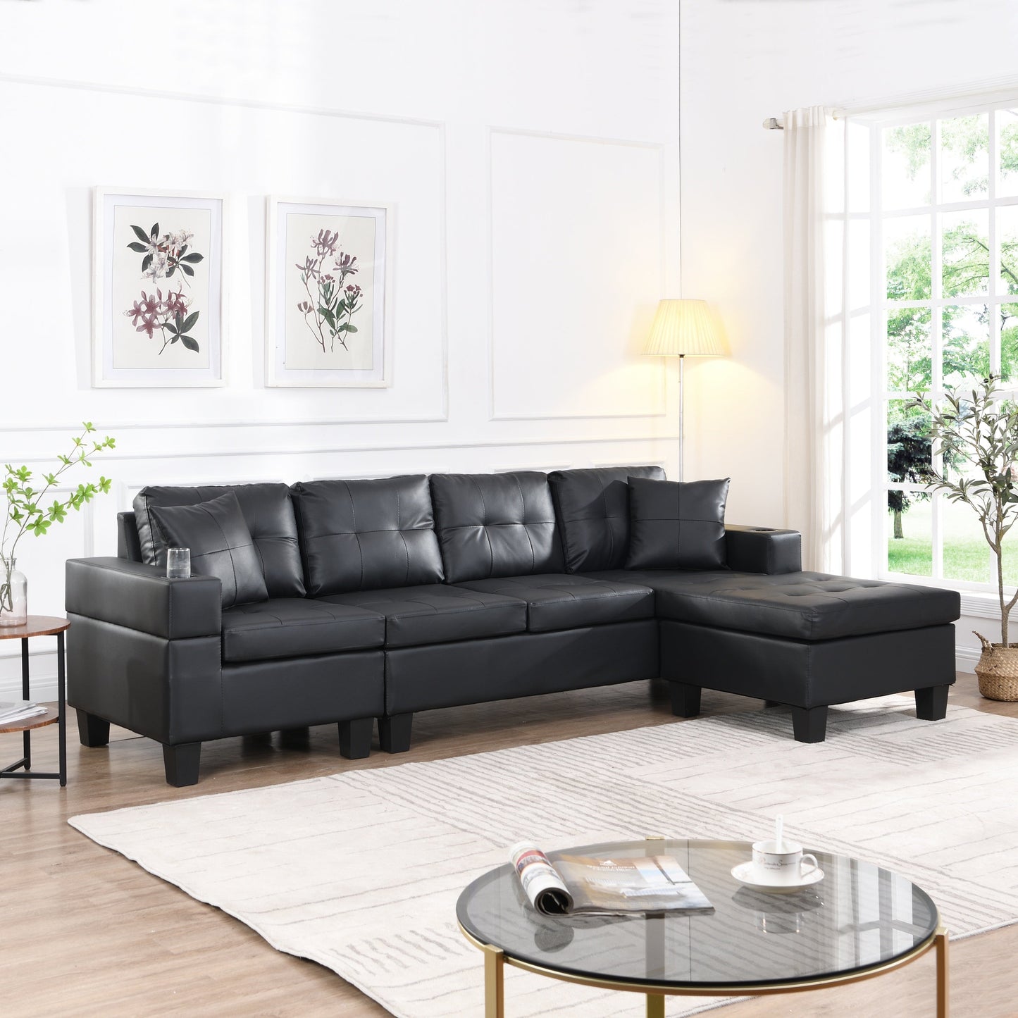 Modern Sectional Sofa Set with L Shape Chaise Lounge