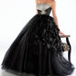 Mac Duggal - Swan-Inspired Ballgown with Feathered Tulle Skirt