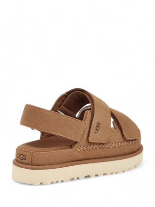 Ugg - Sandália de tira larga dourada feminina