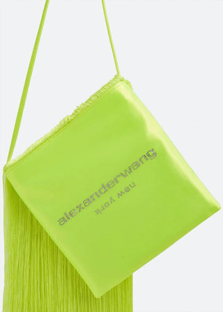 Alexander Wang - Bolsa de ombro feminina com franjas de cristal e cetim
