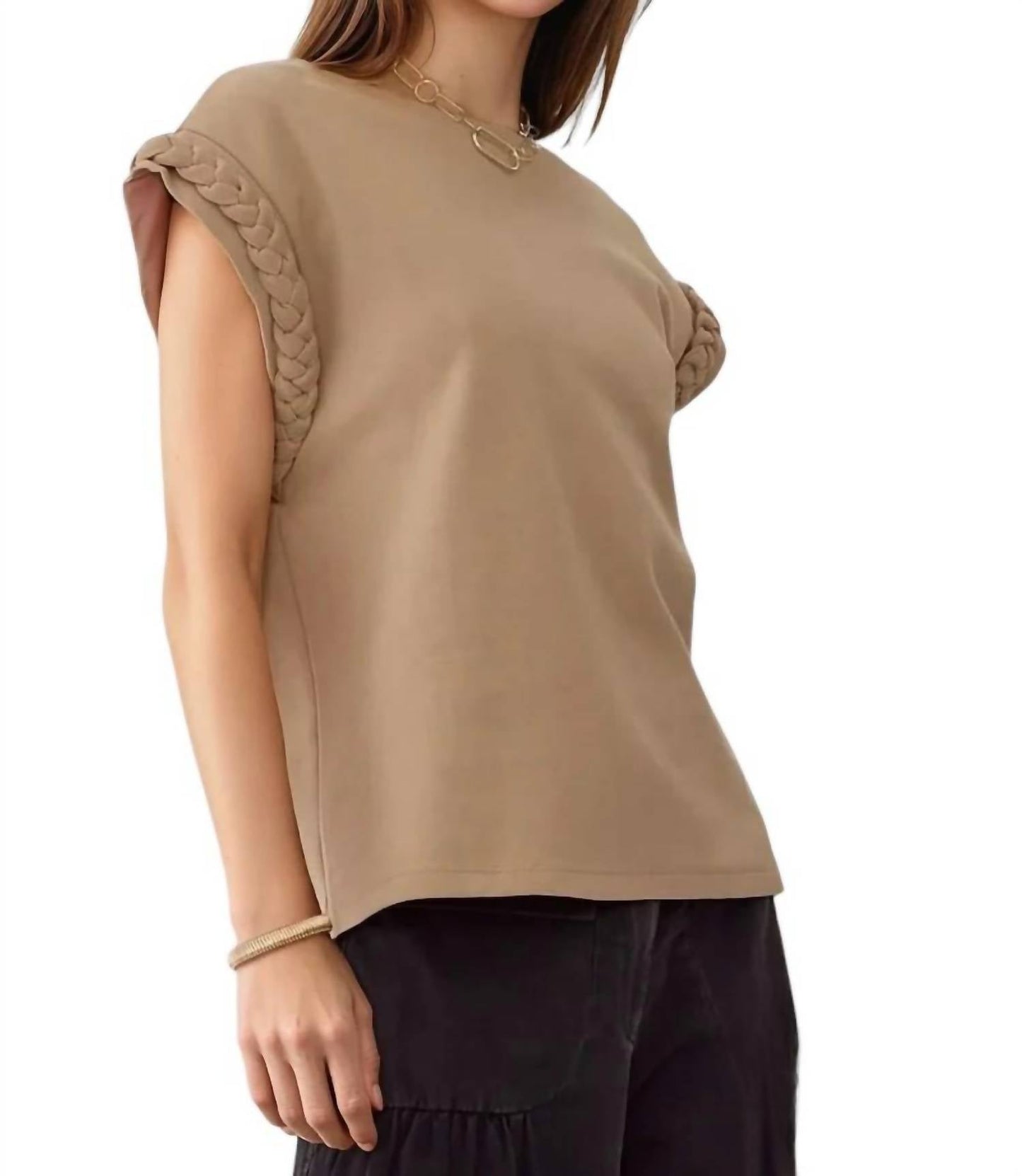 Entro - Vada Braided Detail Cap Sleeve Top