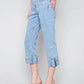 Charlie B - Embroidered Cuff Cropped Jean