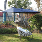 14.8 Ft Double Sided Outdoor Umbrella Rectangular Large with Crank (Navy Blue) (No Base)