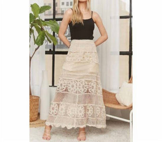 Adora - Crochet Lace Maxi Skirt With Drawstring Waist