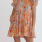 Entro - Ruffle Sleeves And Pockets Floral Mini Dress