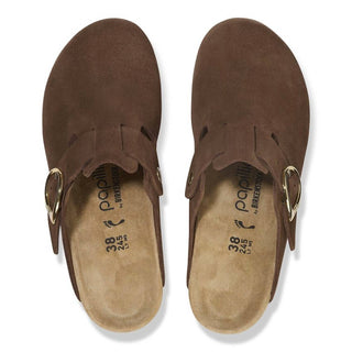 Birkenstock - Tamanco Feminino Fanny com Fivela de Anel em Camurça e Couro - Médio/Estreito