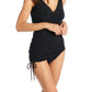 Beyond Control - Draped V-neck Swim Dress One Piece Swimsuit