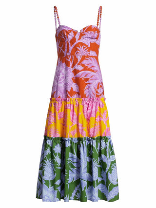 Farm Rio - Tropical Swing Mix Sweetheart Cotton Midi Dress