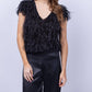 Emily Shalant - Feather V-neck Short Sleeve Tee