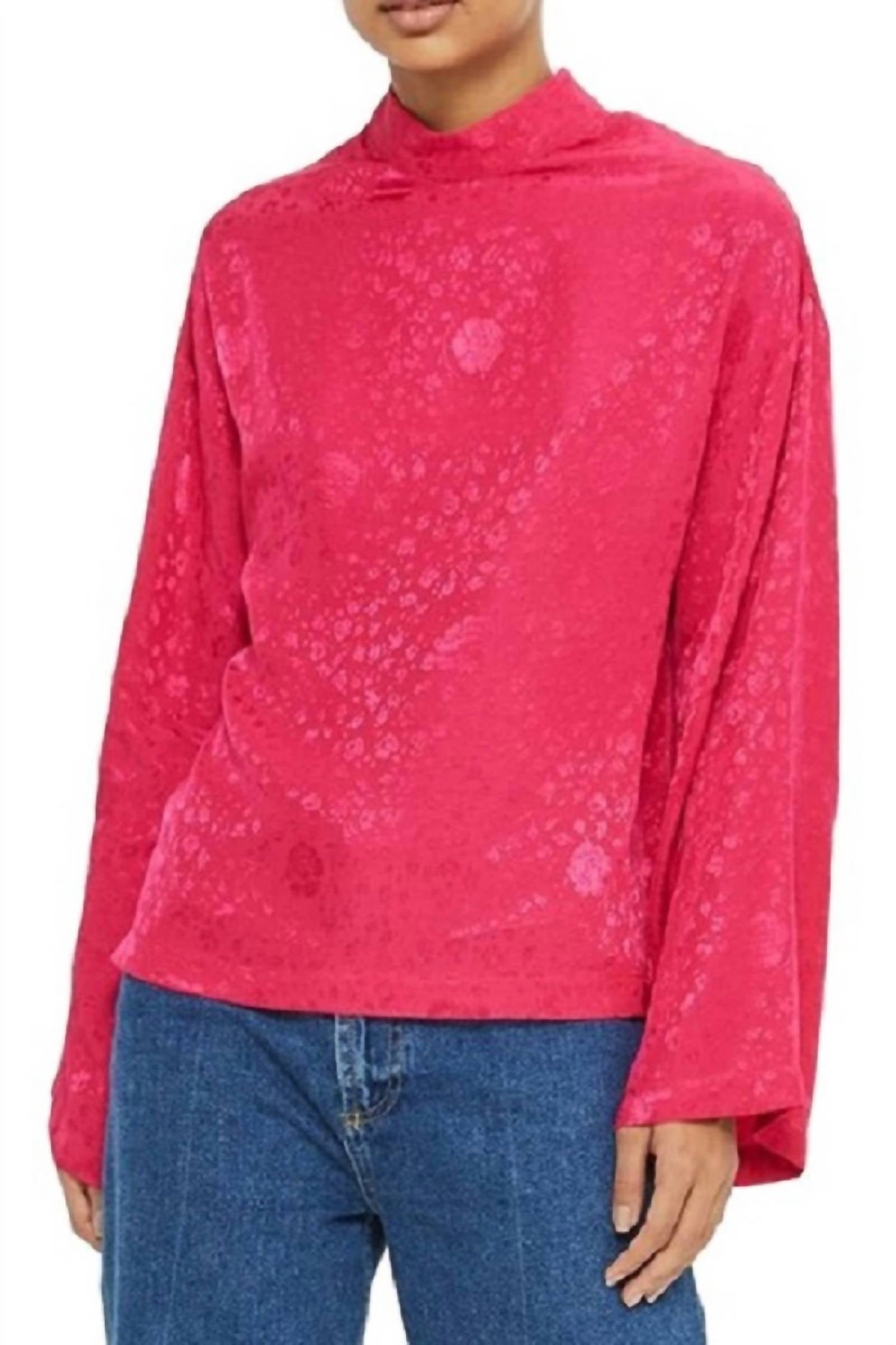 Topshop - Jacquard Kimono Sleeve Floral Top