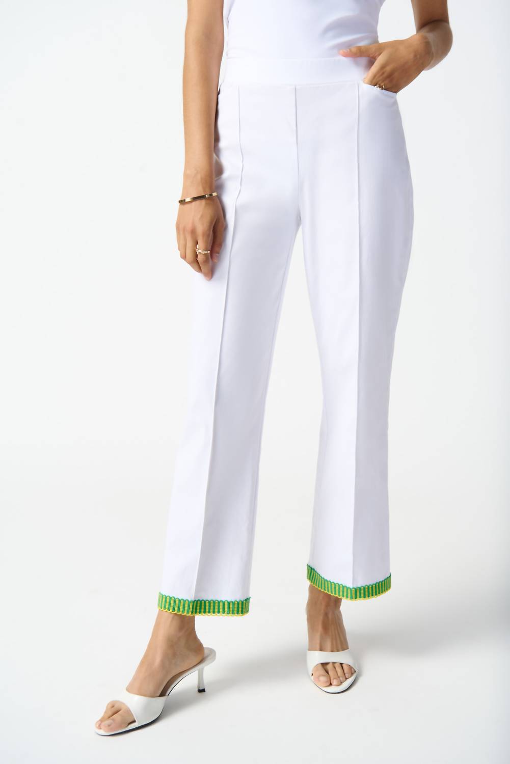 Joseph Ribkoff - Embroidered Trim Wide Leg Pants
