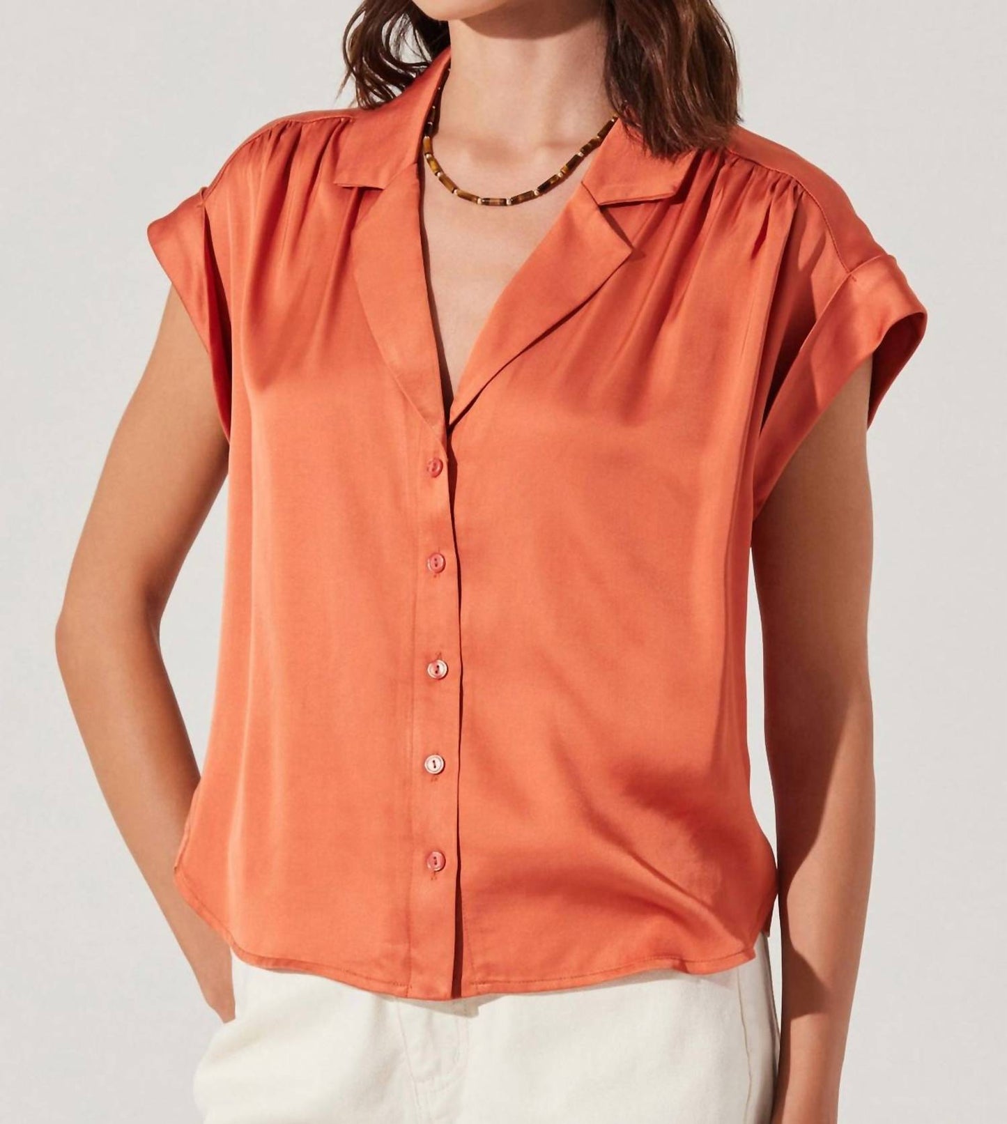 Astr - Callen Satin Button Up Top