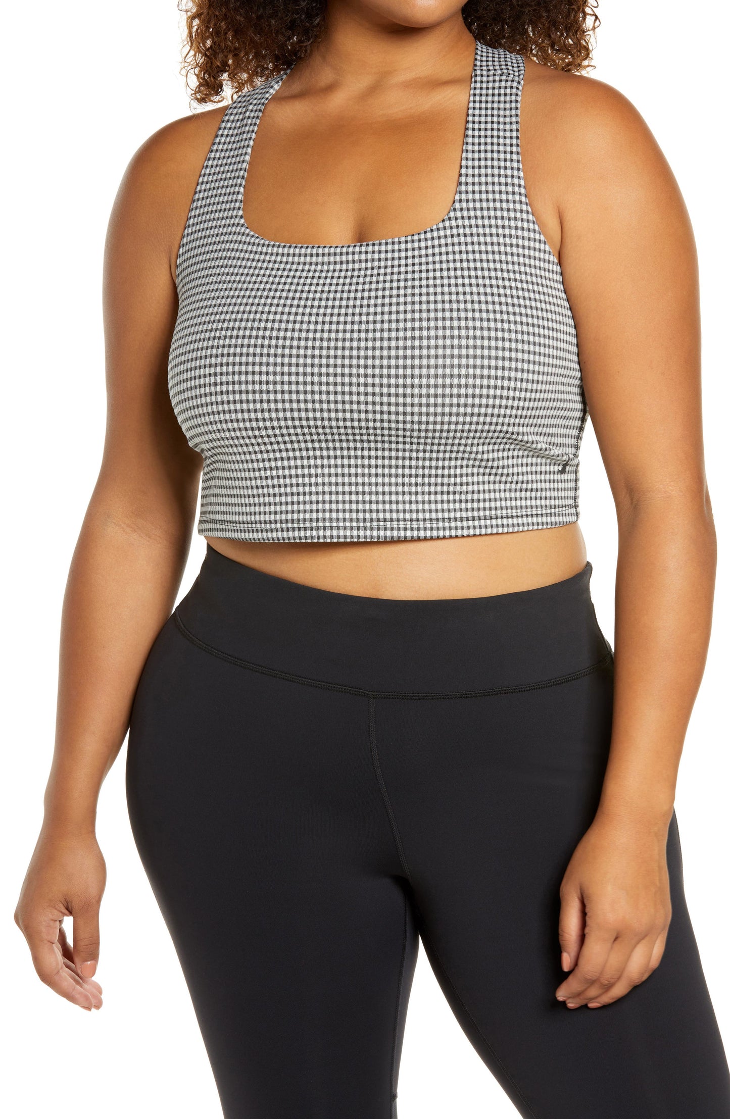Nike Yoga Check Sports Bra in Sail/Black/Black, Size 1X