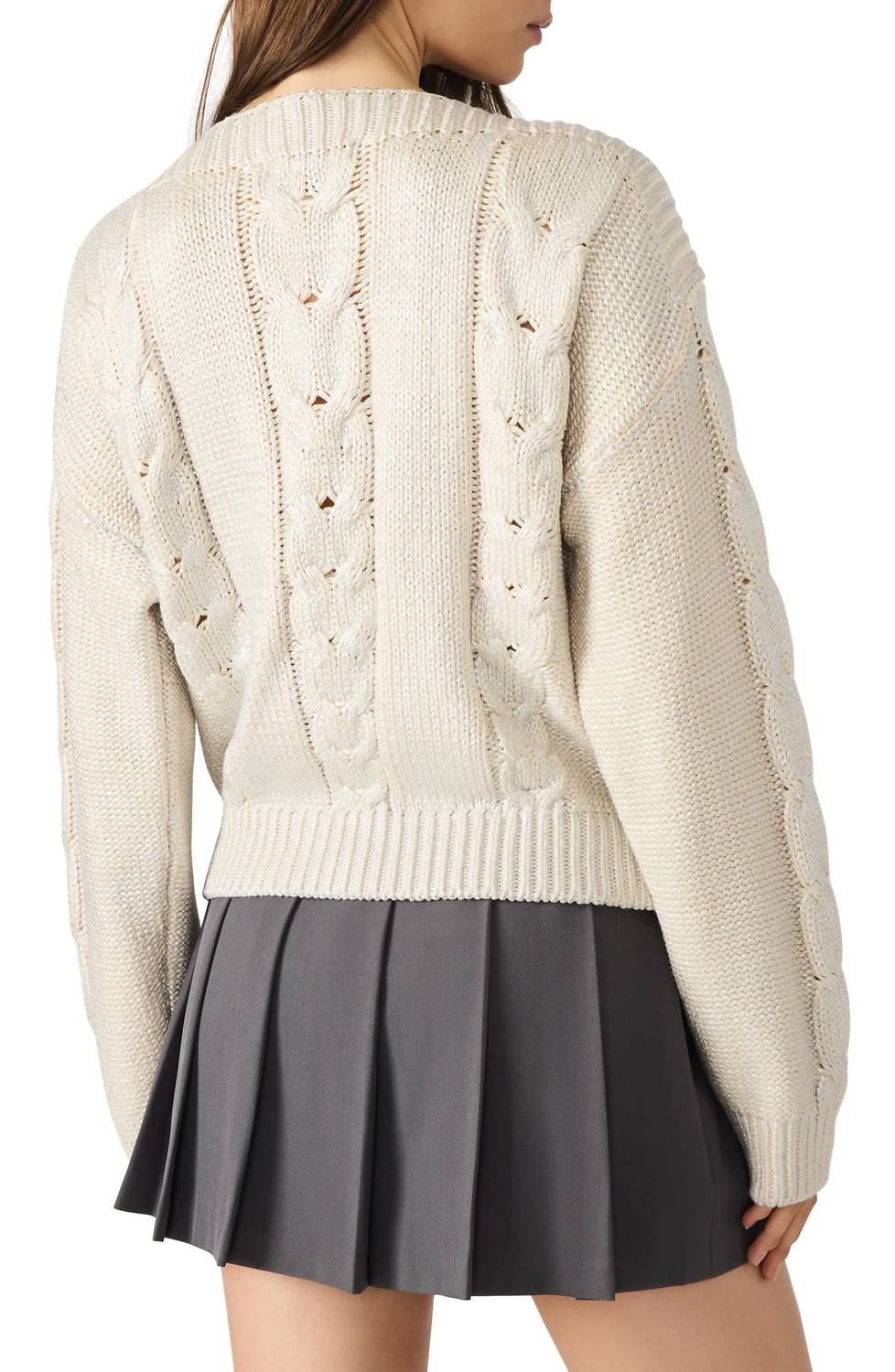 Steve Madden - Debbi Cable Cotton Boat Neck Sweater