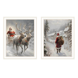 Trendy Decor 4U 2-Piece Vignette “On The Eve of Christmas” White Framed Wall Art by Jo Moulton