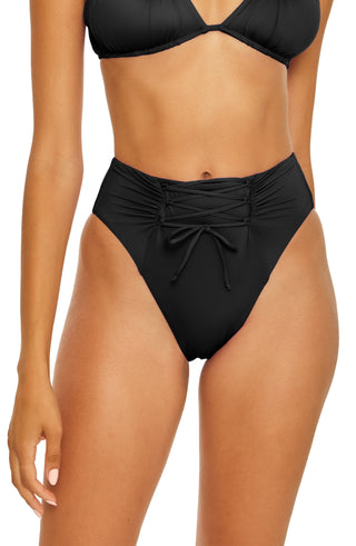 Soluna Sheer Delight High Waist Bikini Bottoms in Black at Nordstrom, Size Medium