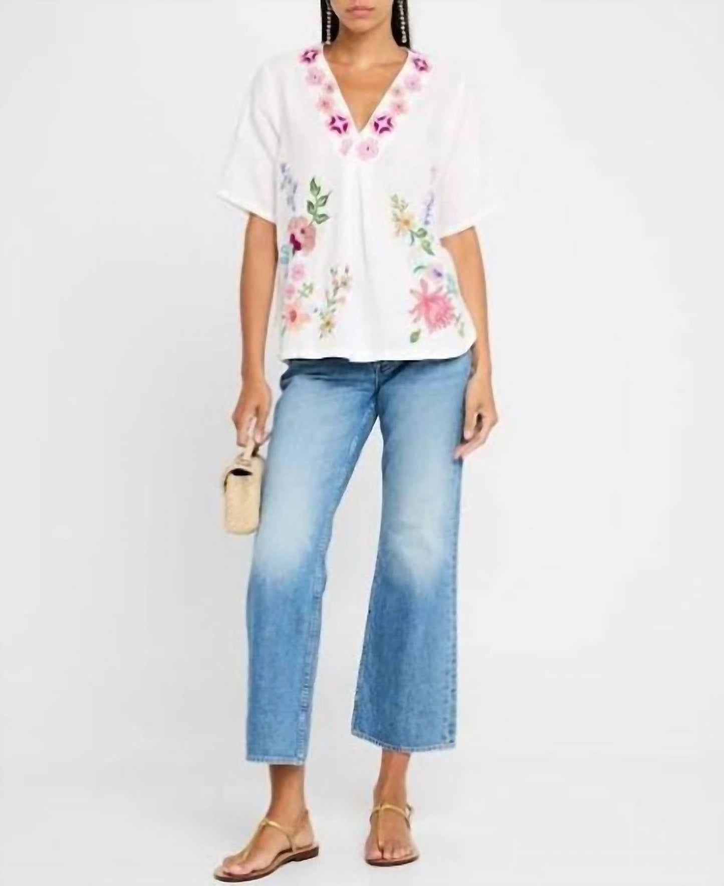 Johnny Was - LINEN V-NECK BLOUSE MAUREEN