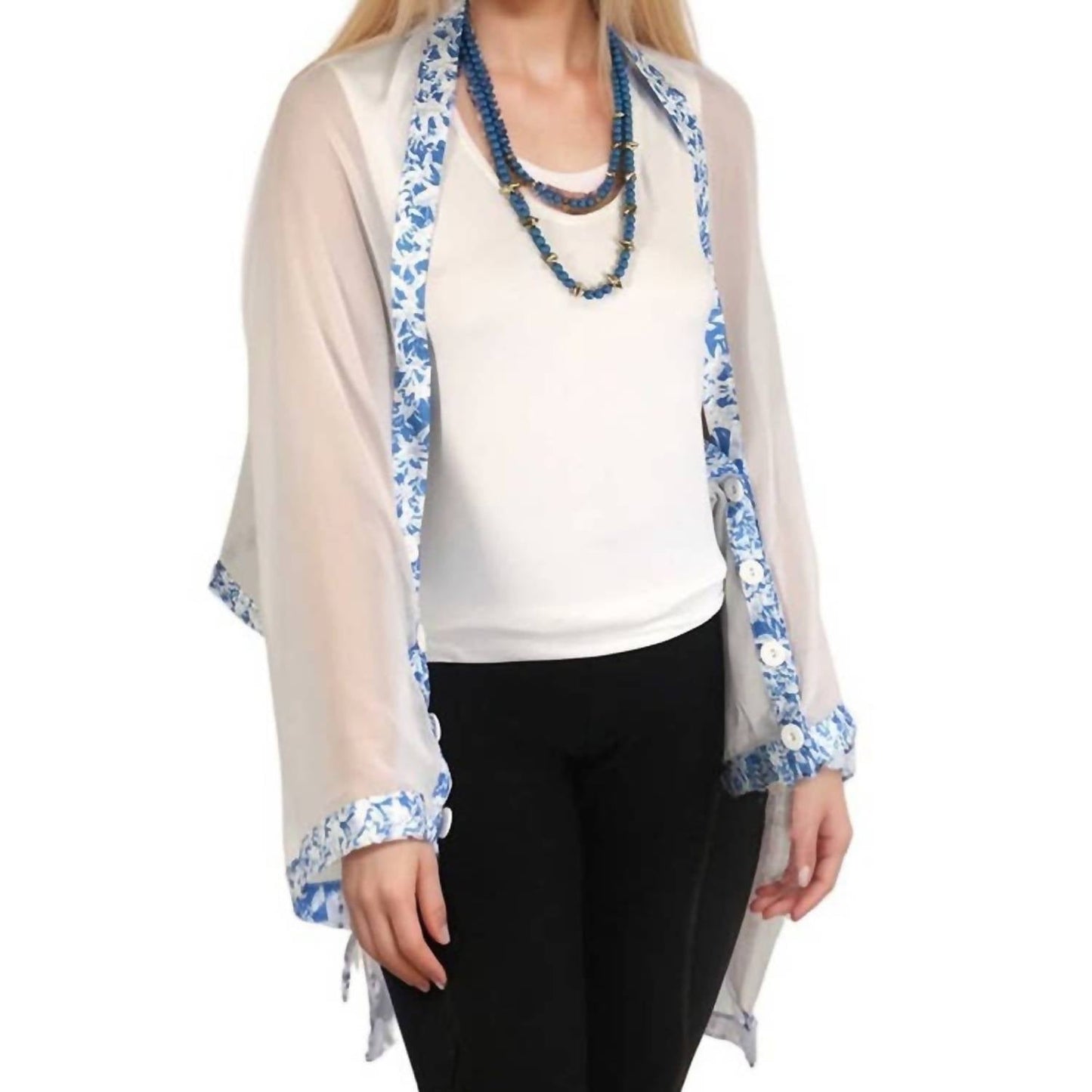 Magic Scarf - Women's Origami Trim Button Shawl Shrug Wrap