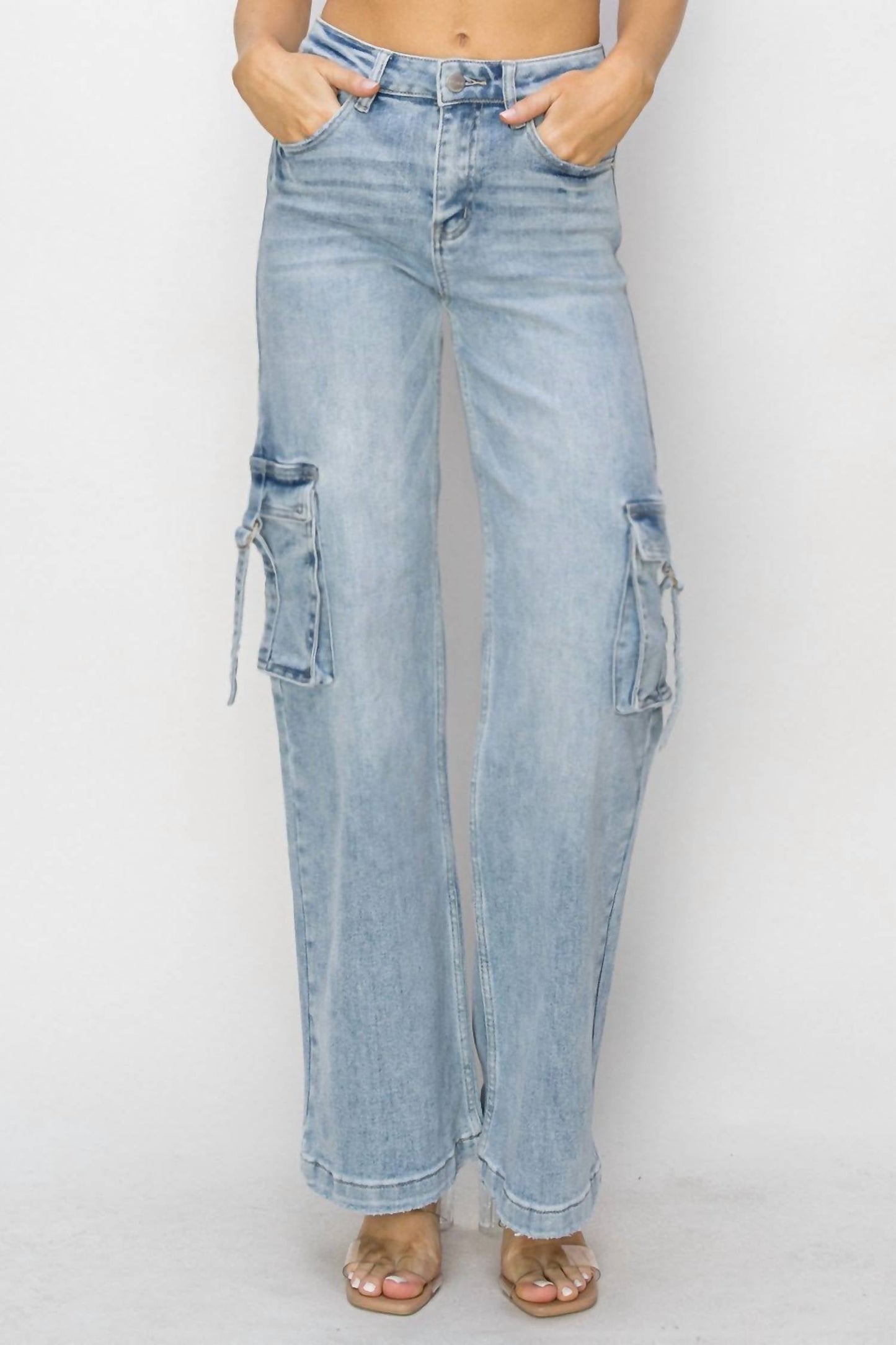 Risen - Felicia Cargo Pocket Wide Leg Denim