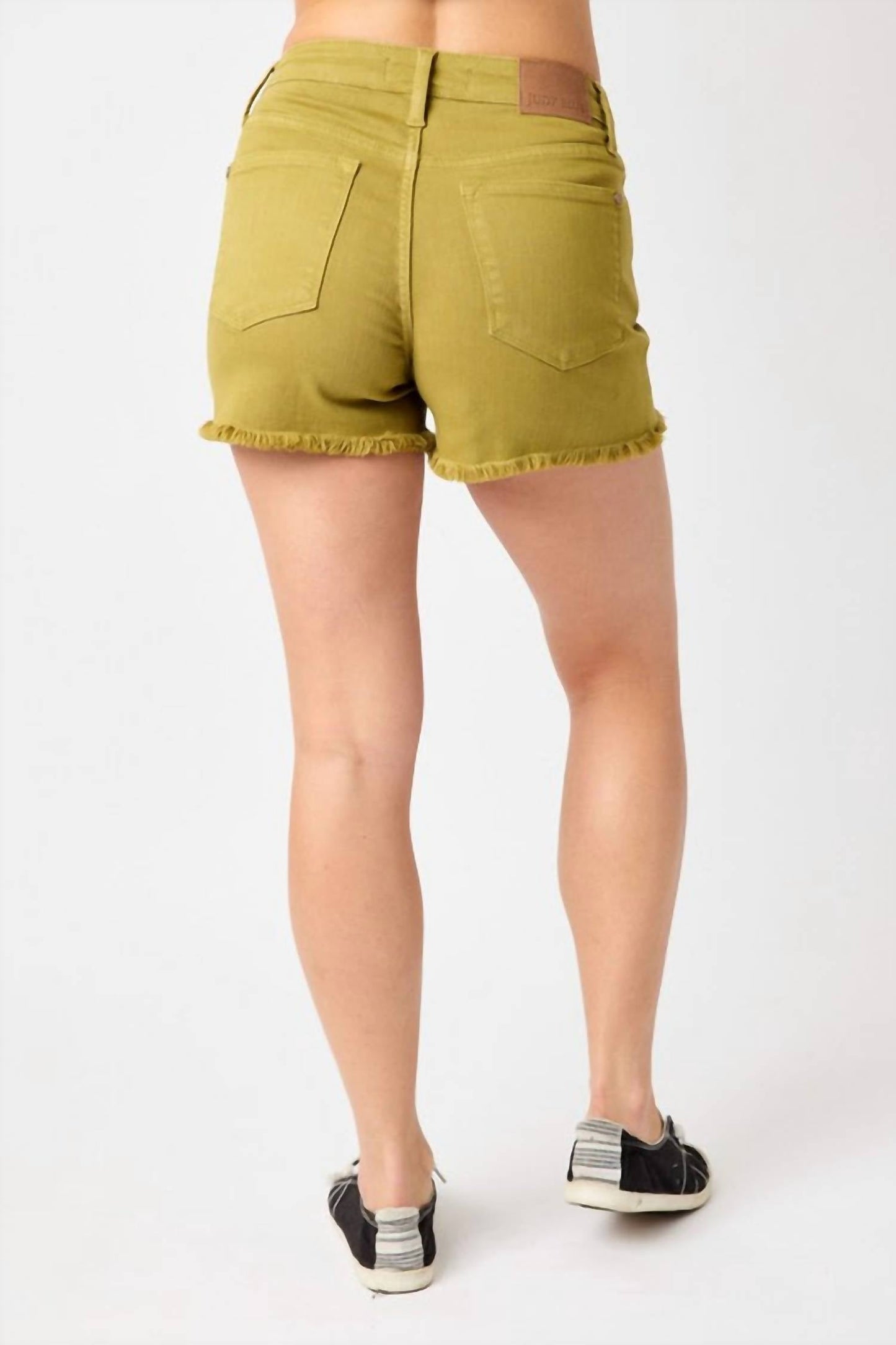 Judy Blue - Mid Rise Garment Dyed Fray Hem Shorts