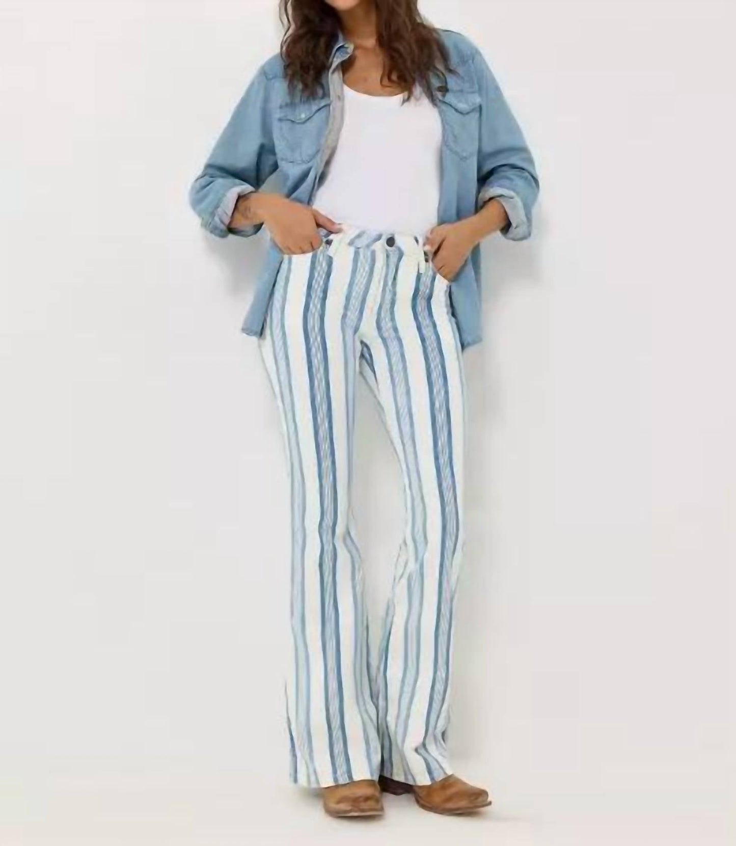 Wrangler - Women's Retro Striped High Rise Flare Jeans