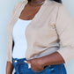 Doublju - Full Size 3/4 Sleeve Cropped Cardigan