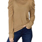 Basic Bae - Ribbed Mock Neck Top With Puff Sleeves