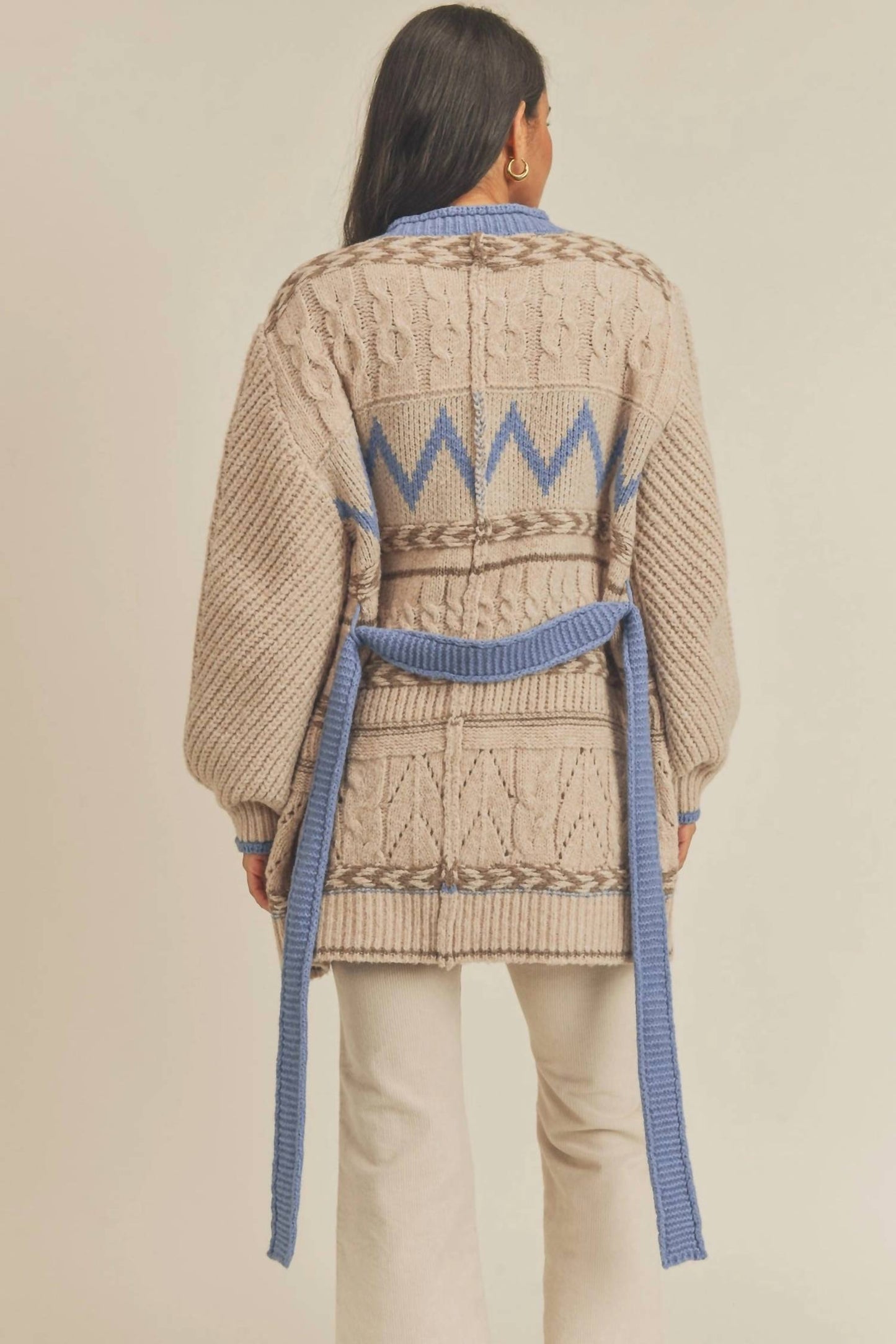 &Merci - Balloon Sleeved Tied Cardigan