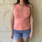 Pol - Button Front Tank With Lace Detail