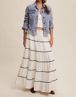 Listicle - Ruffled Hem Denim Jacket